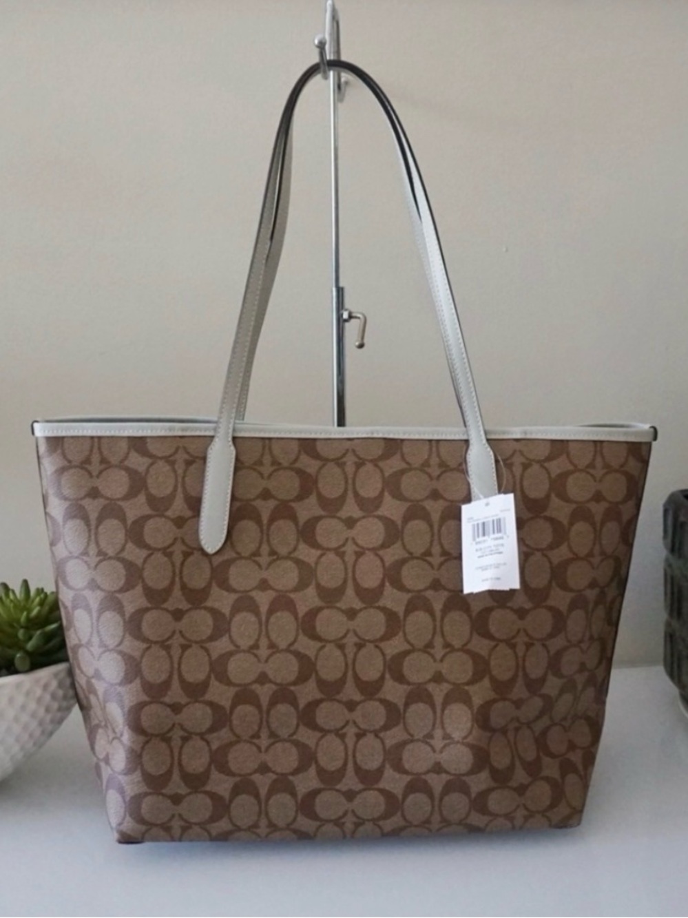 NWT COACH Signature Logo City Large Tote - Khaki Light Sage (WP184) - Picture 15 of 15